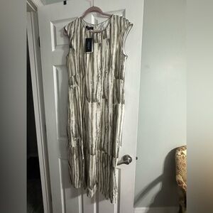 Lafayette 148 New York Beige and Brown Midi Dress